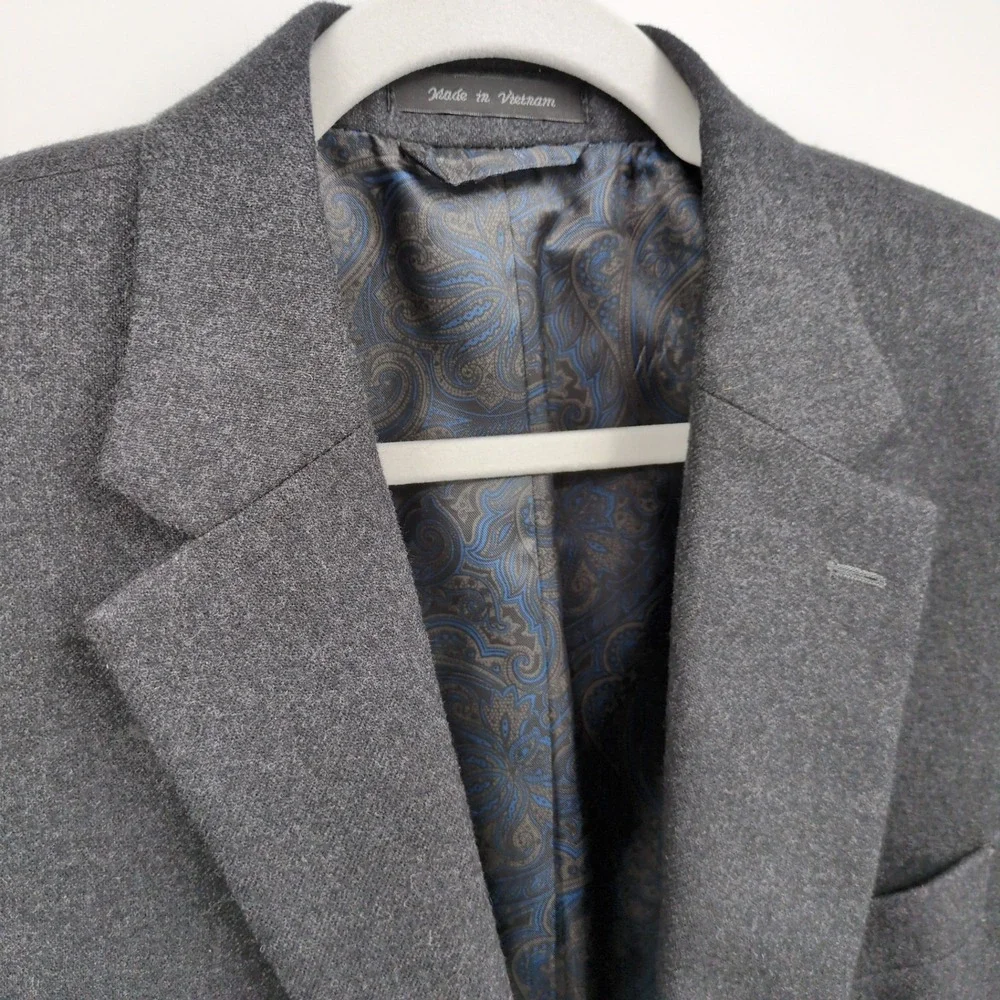 Lauren Ralph Lauren Mens Wool Cashmere Blazer‎ Dark Gray Size 44L Quiet Luxury